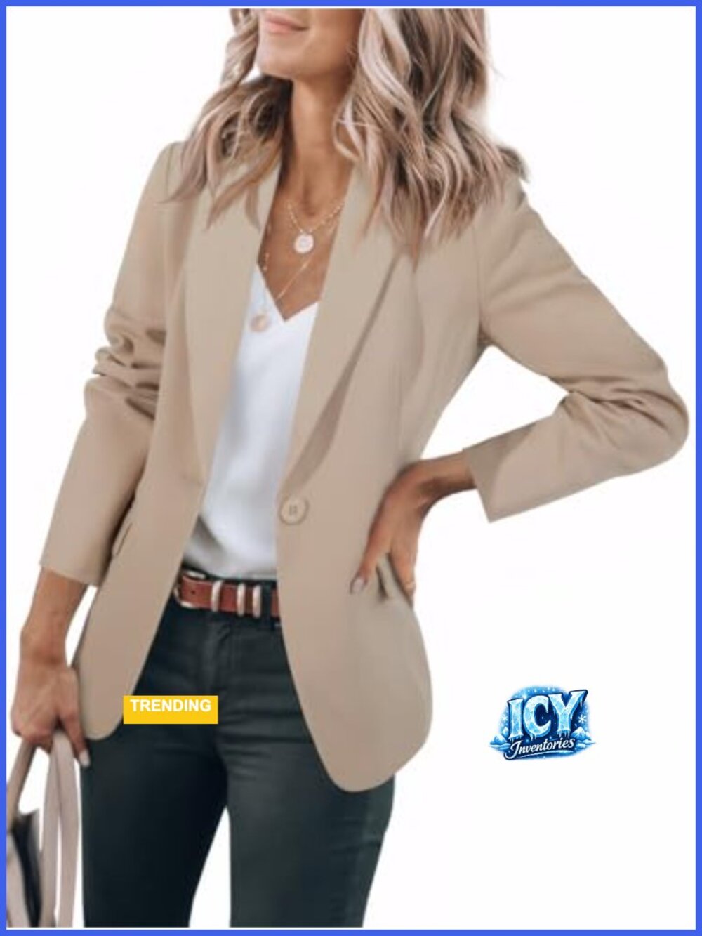 Women's Long Sleeve Blazer Jacket Work Office Suit Slim Fit